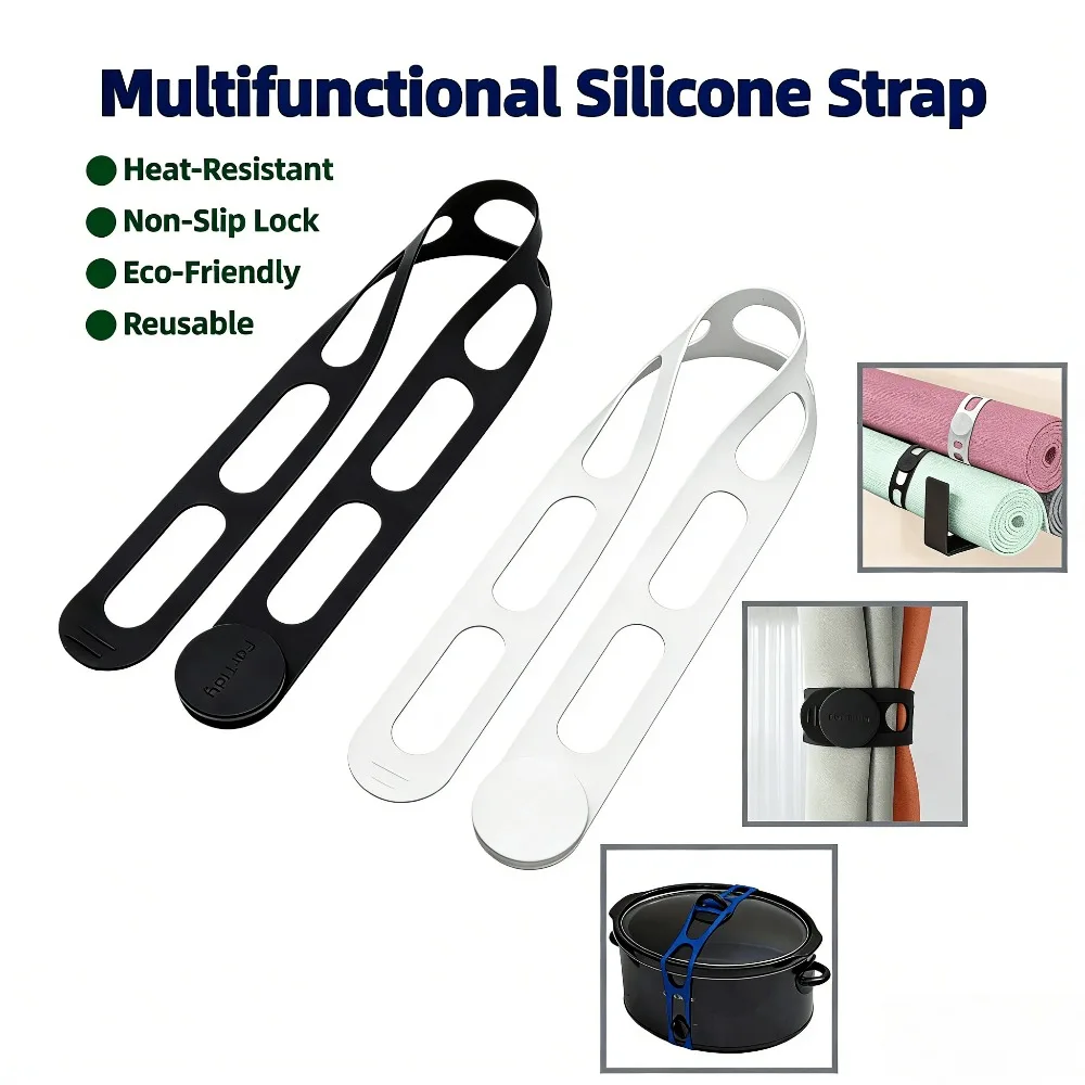 Alça de Silicone Elástica Universal Reutilizável de 54cm para Panelas, Utensílios de Cozinha, Viagem e Equipamentos de Acampamento ao Ar Livre