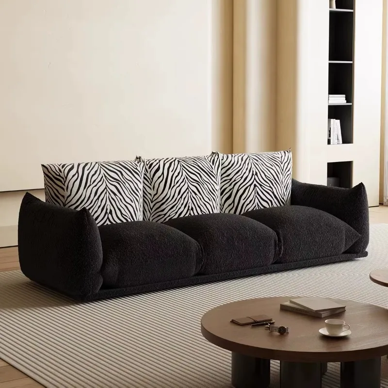 Retro style designer contrasting zebra pattern bread sofa