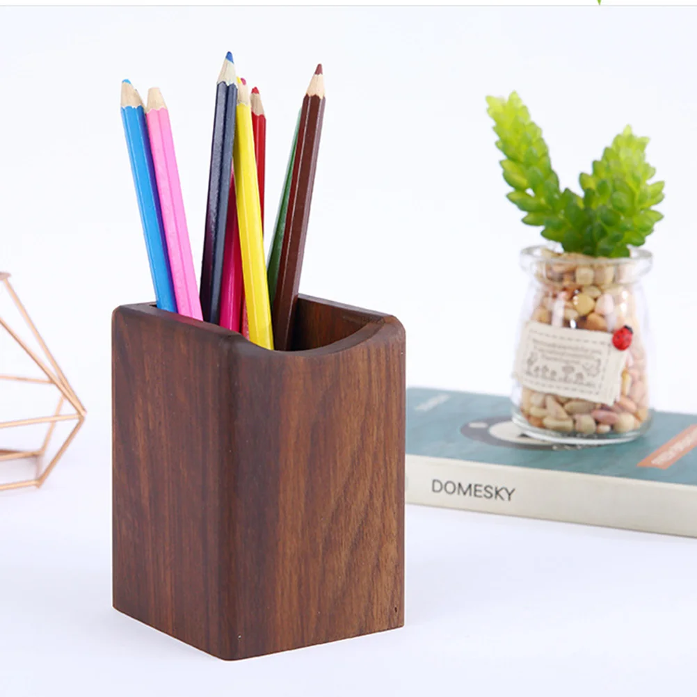 White Lanyard Clear Desk Wood Pen Holder Stationery Organizer Desktop Container Suit Wooden Child