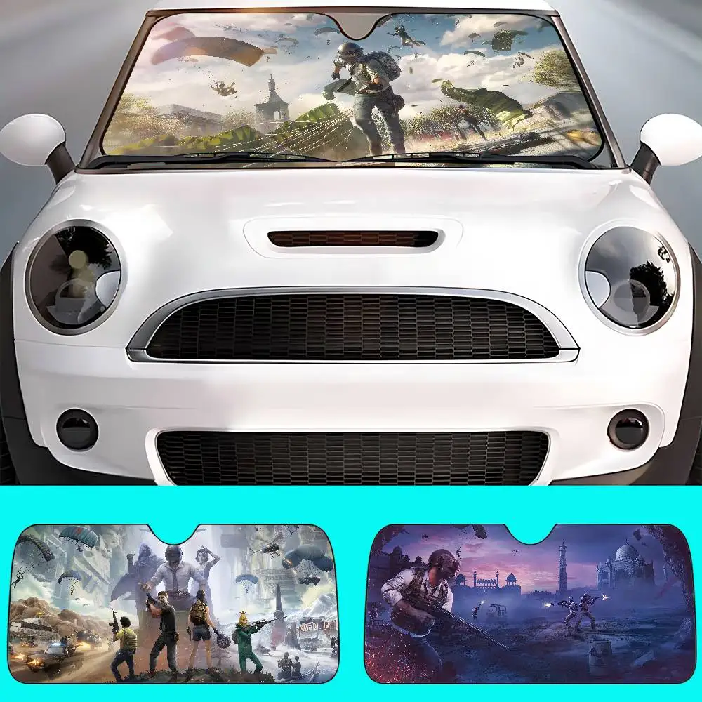 P-PUBG Battlegrounds Game سيارة ظلة الزجاج الأمامي نافذة السيارة غطاء الزجاج الأمامي الشمس الظل السيارات قناع اكسسوارات السيارات