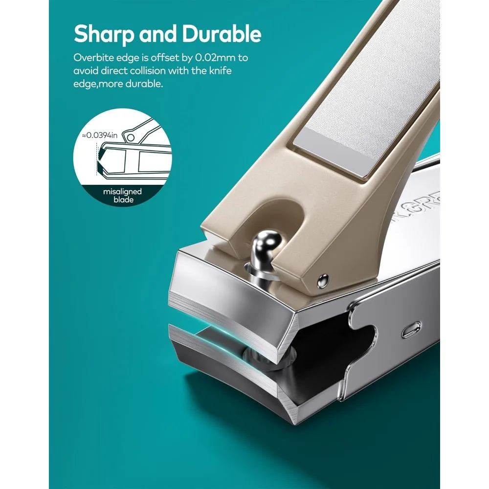 Nail Clippers, Upgraded Anti-Splash Fingernail & Toenail Clippers Set with Nail File and Tweezers, Professional Practical Manic