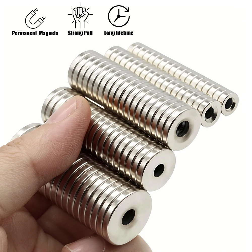 Super Powerful Round Magnet with holes Neodymium Magnet NdfeB N35 Strong Permanent Magnetic imanes Refrigerator DIY