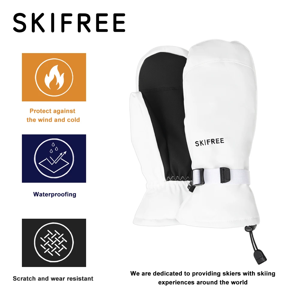 SKIFREE-S1-Adult Winter Ski Gloves Mittens-Inner Five-Finger Design-Full Palm Non-slip Wear-resistant Waterproof