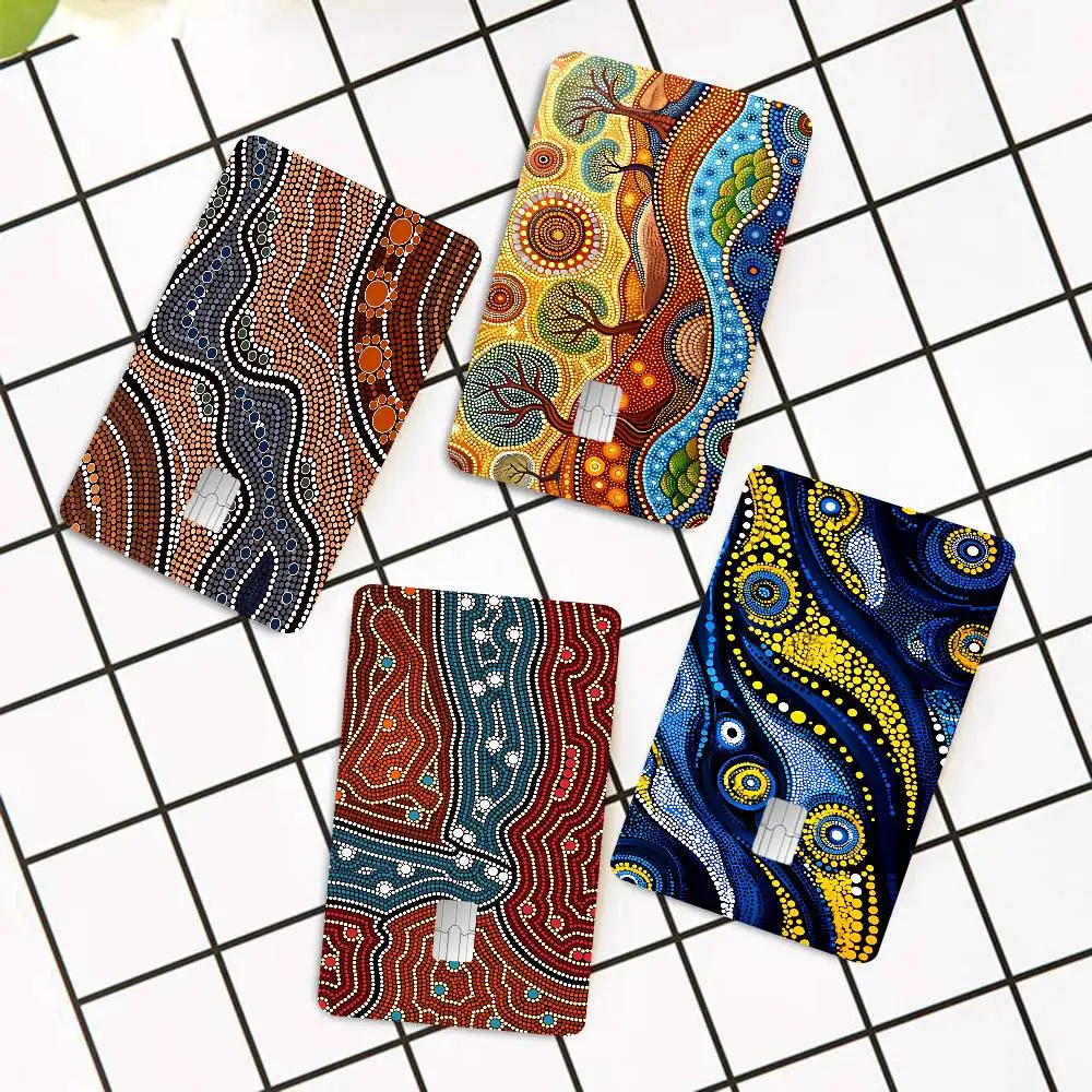 AustralianS Aboriginal Art Aesthetic Laser Bank Card Stickers Waterproof Trendy DIY Decals
