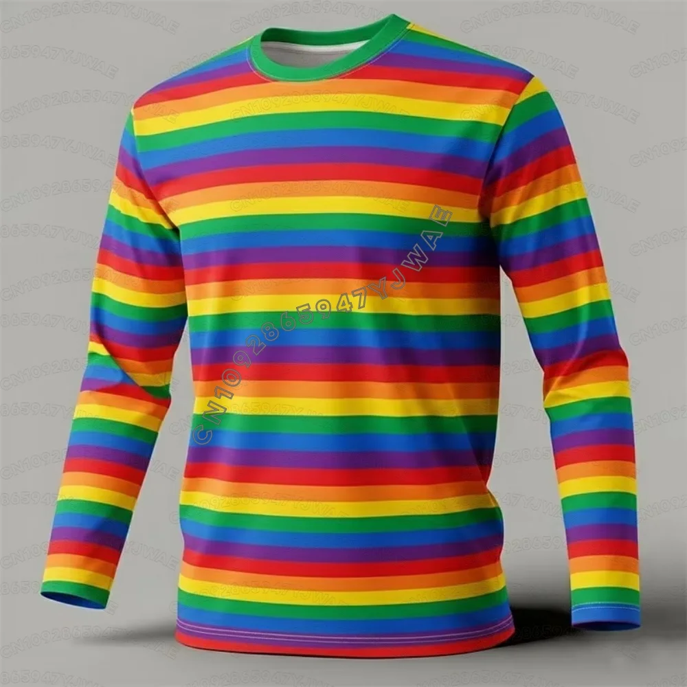 Moletom de manga comprida com listras para o inverno de 2026, para homens e mulheres, camiseta clássica de gola redonda, pulôver, moletom masculino