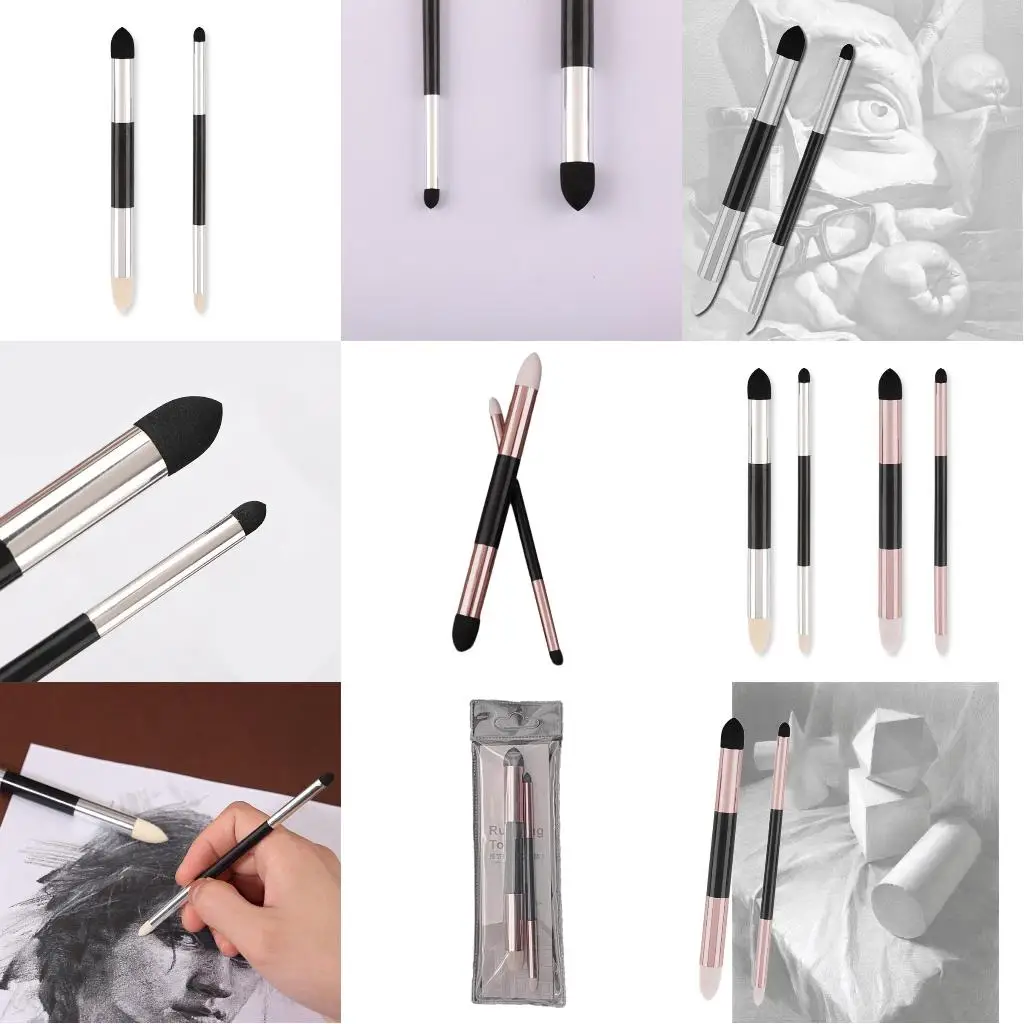  Artist Blending Sponge Pen Double Tip Washable Sketch Rubbing Sponge Brush Reusable Drawing Art Pastel Blending Tool