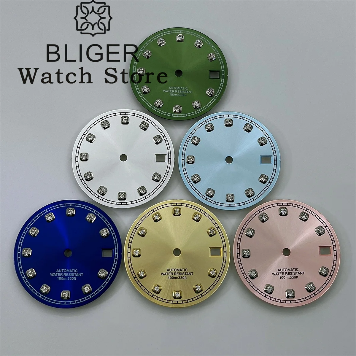 BLIGER-Cadran de Montre Sunaged, Noir, Vert, Bleu, Rose, Argent, Bleu Ciel, Or, Diamant, Index, Fit, Mouvement NH35, NH36, 29mm