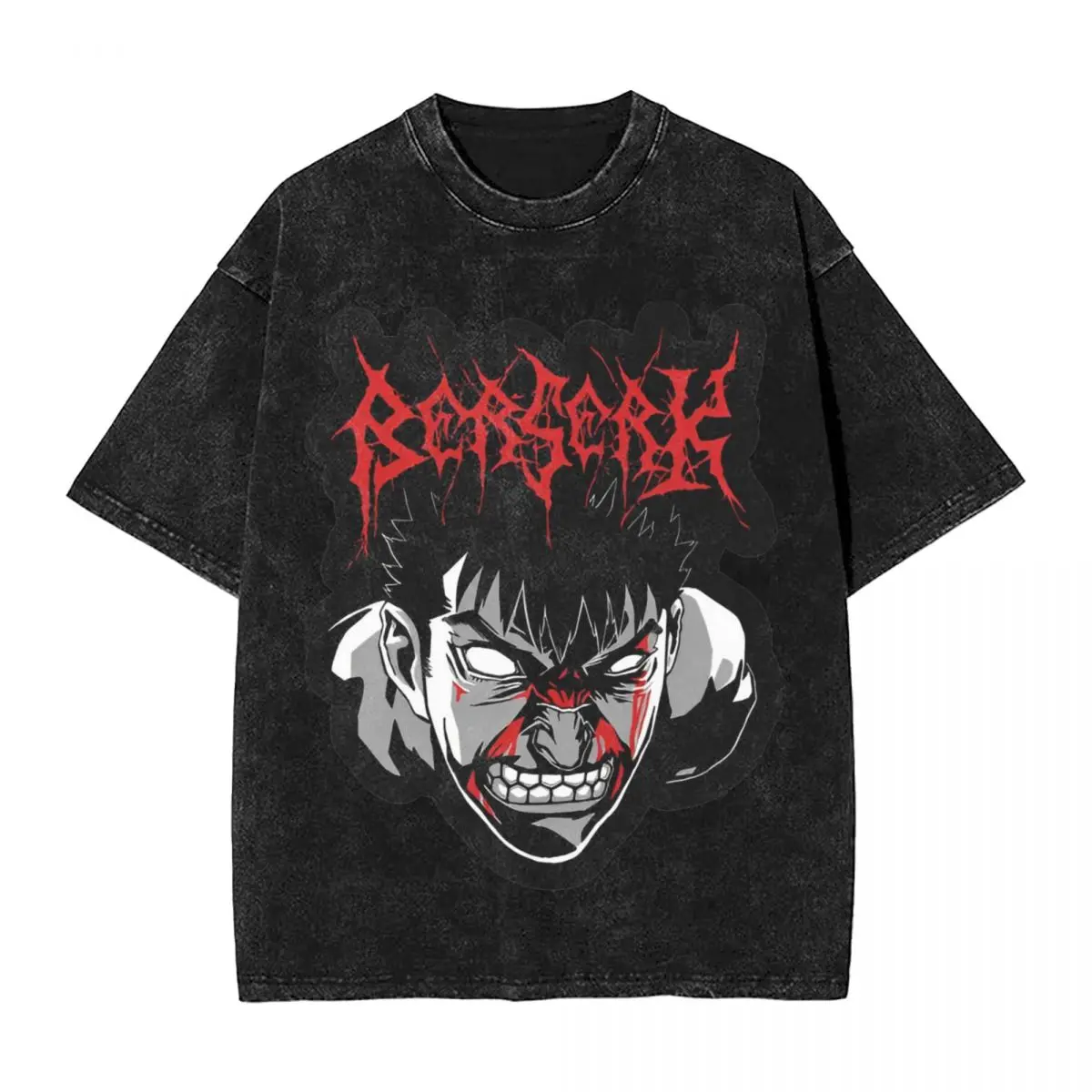 Berserk Anime T Shirts Hip Hop Washed Short Sleeve Street T-Shirt Novelty Men Women Streetwear Printed Tops Tees