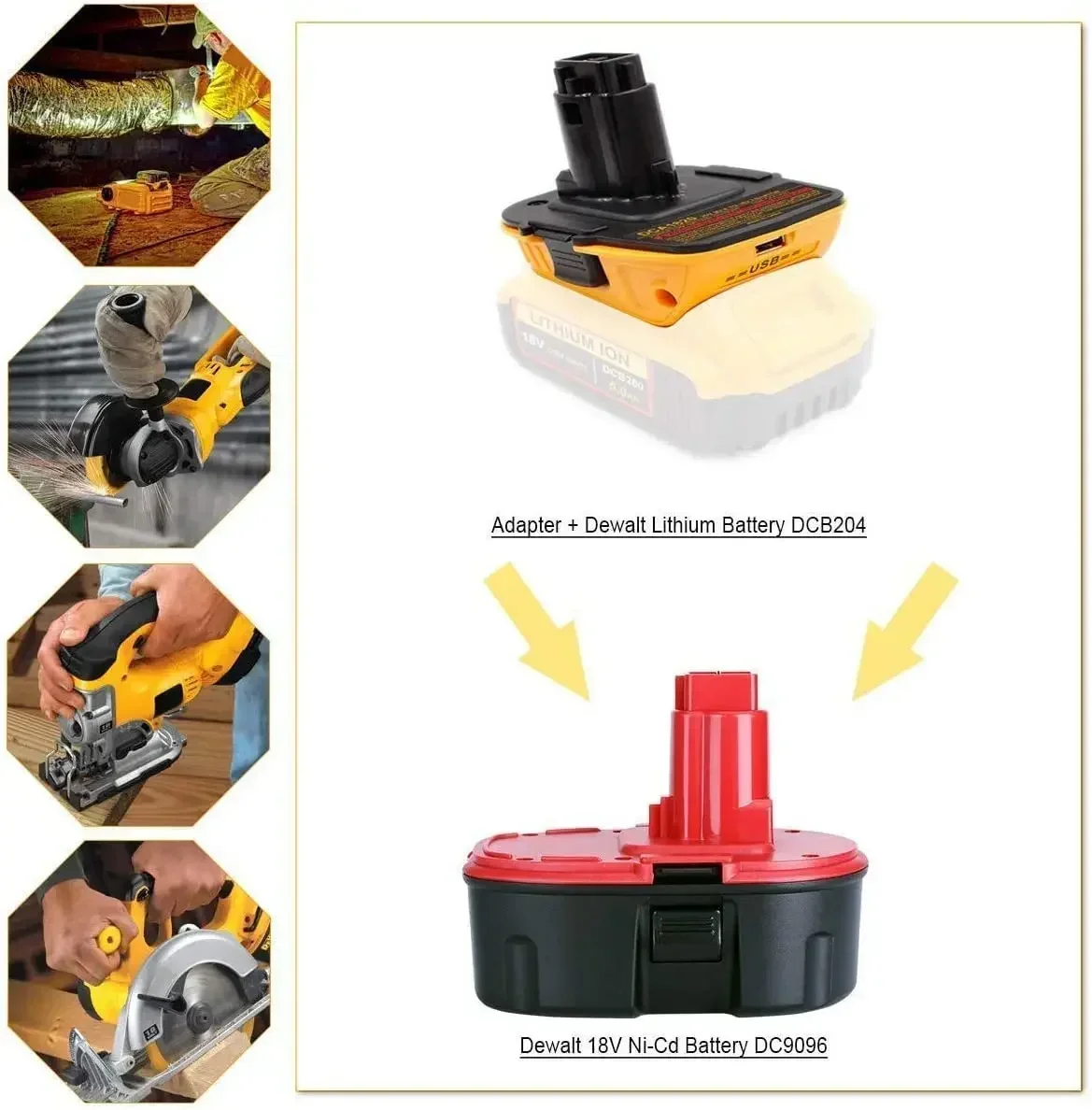 Imagem -06 - Adaptador de Bateria Dca1820 para Dewalt 20v Bateria de Lítio Converter para para Dewalt Broca 18v Nicad e Nimh Ferramentas com Conversor Usb