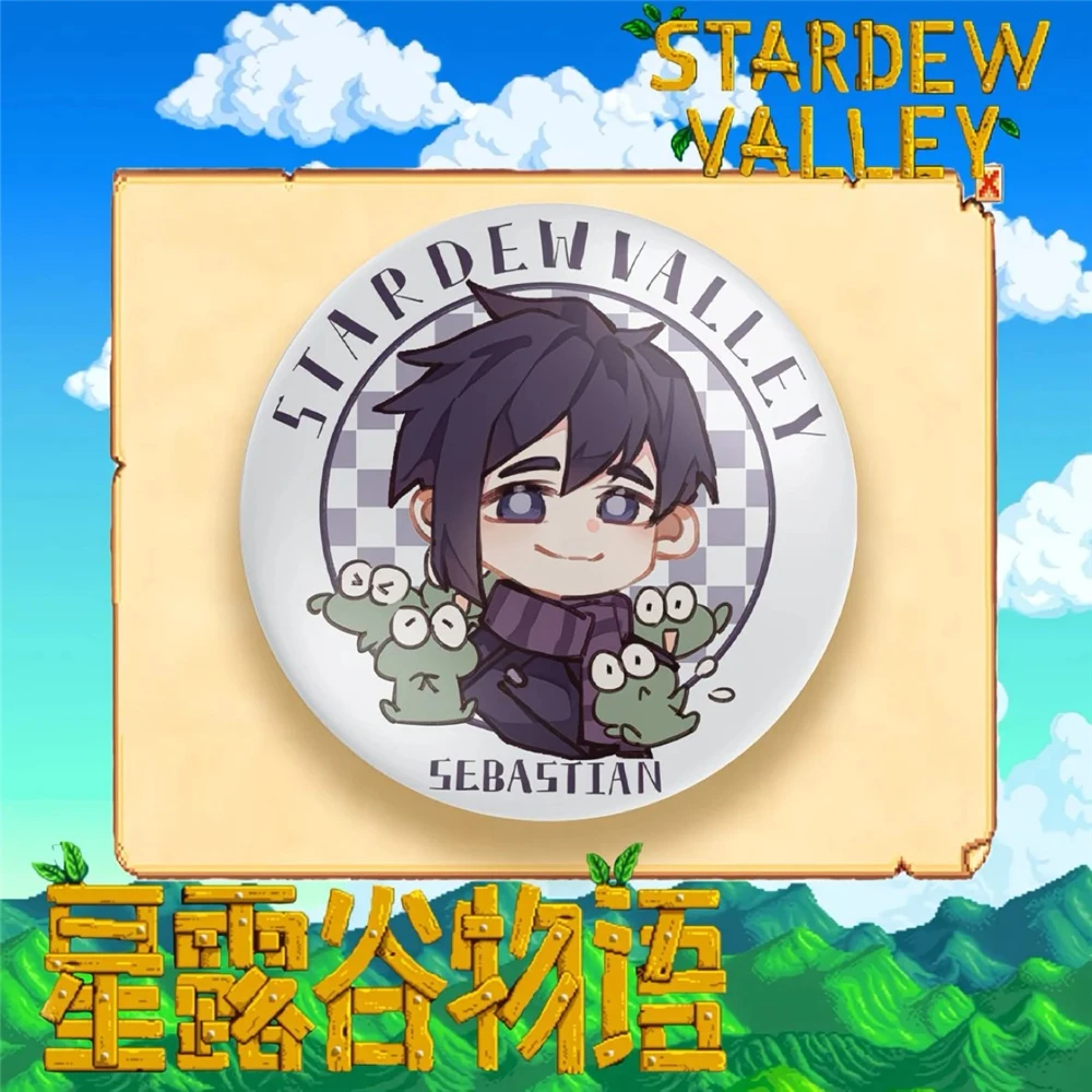 58mm Game Stardew Valley kawaii Characters culture Cosplay COSTUME Badge Pin SPTE Tinplate Brooch﻿ Prop Gilf