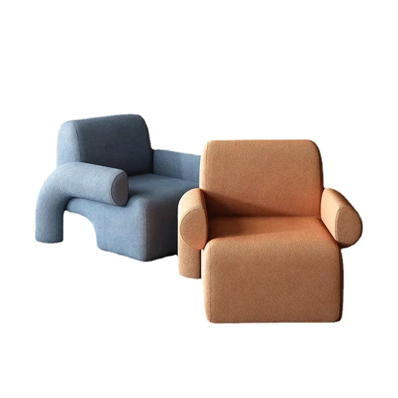 Wholesale Creative Simple Single Seat Sofa Furniture Living Room Chair Leather Pashm Sherpa Berber Fleece Sofa Chair