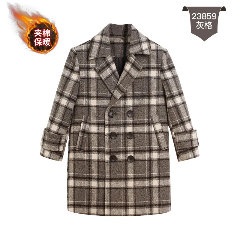 أطفال التصوير معطف الصوف الطفل يندبروف سترة خارجية 2-11Y بنين النمط البريطاني غاري الشتاء سميكة الدافئة معطف الصوف المراهقين #3