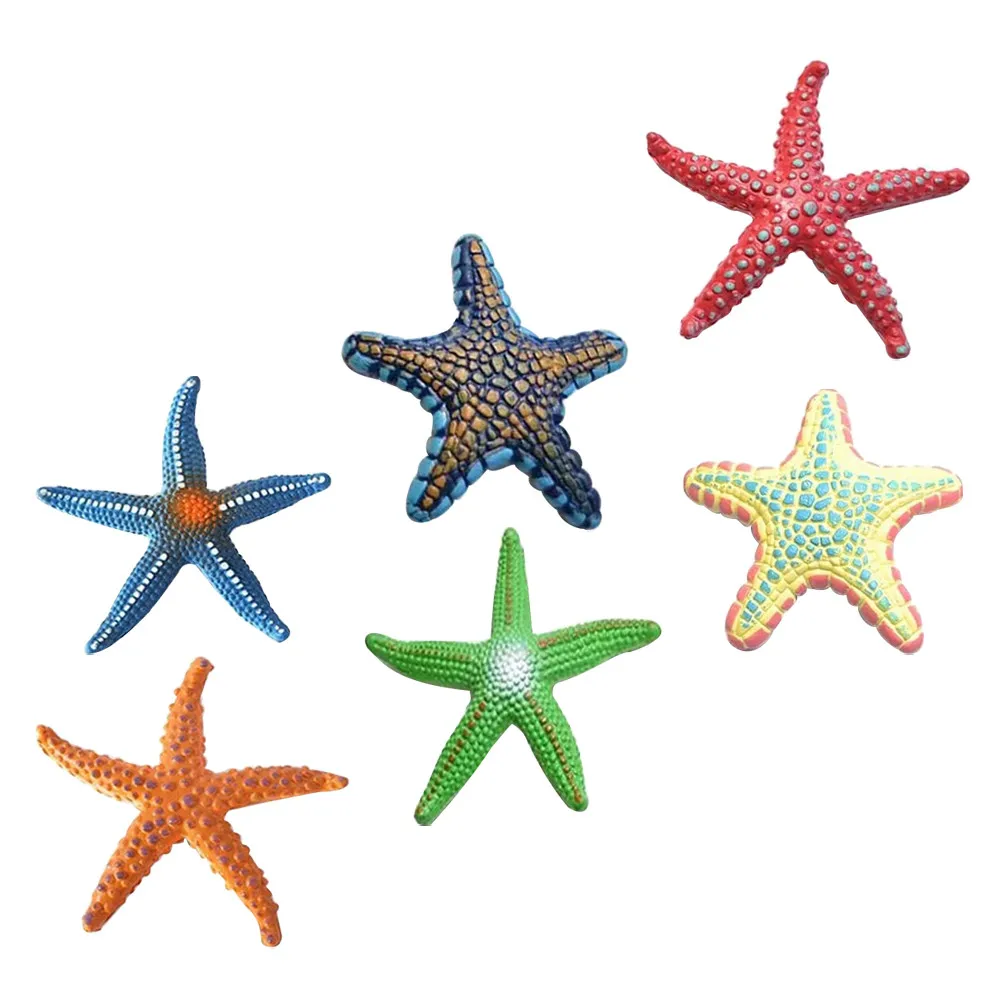 6Pcs High Quality PVC Sea Star Home Decorations Lovely Colorful Marine Theme Ornament for Kids Family Friends Poolside Beach