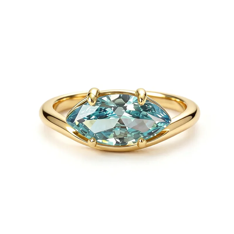 MINWEEN 2.5CT Blue Eye Ring Marquise Diamond S925 Sterling Silver 18K Gold Plated Luxury INS Women Jewelry