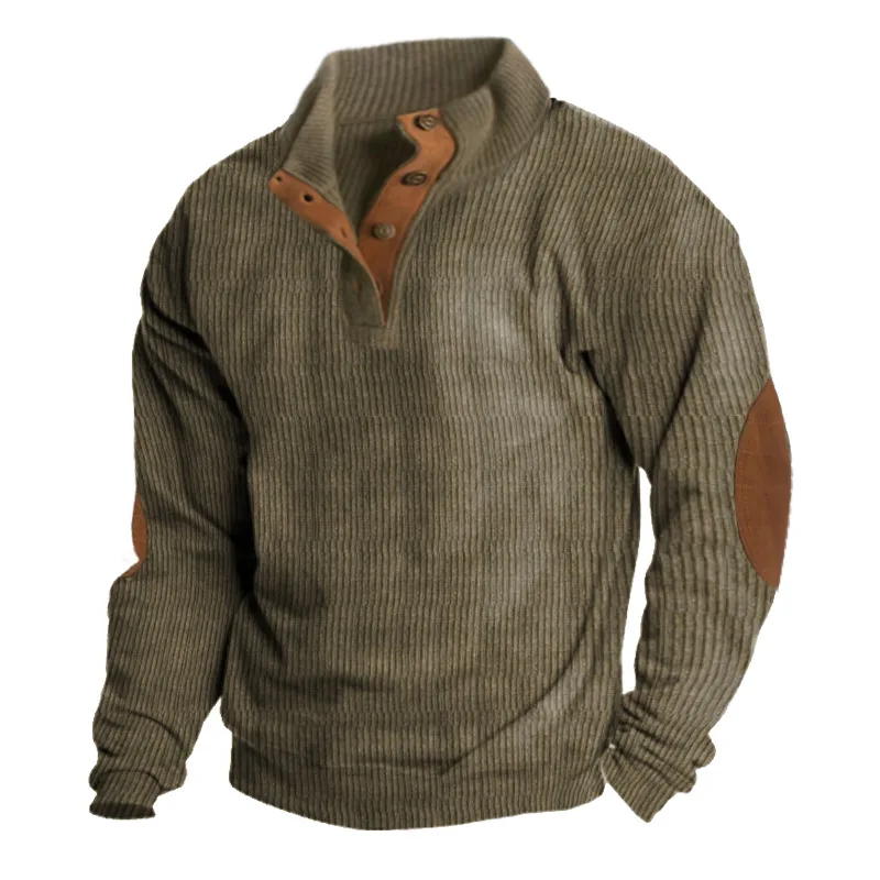 2024 New Spring and Autumn European Men's Outdoor Leisure Standing Neck Long sleeved Sweater