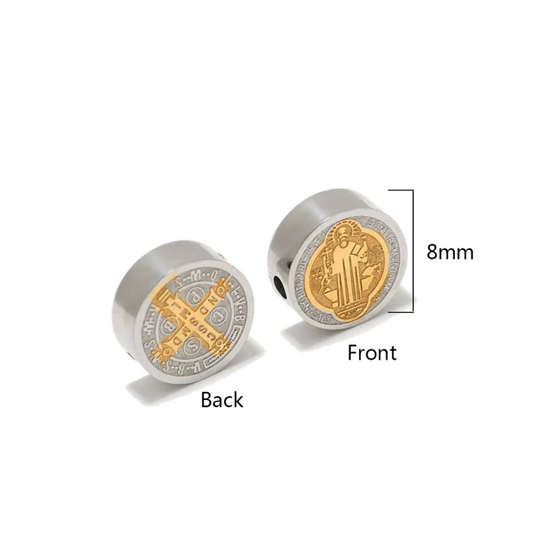 5pcs Stainless Steel San Benito Bead Charm For Jewelry Making Gold/Silver Color Metal St Benedict Cross Bead 8mm/10mm Wholesale