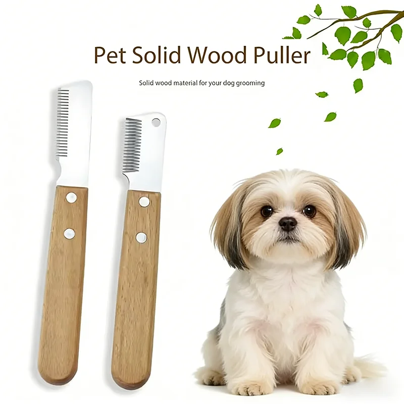 Professional Dog Grooming Tool Wooden Handle Hair Stripping Knife Deshedding Comb Pet Hair Remover Brush Dog Cat Grooming Comb