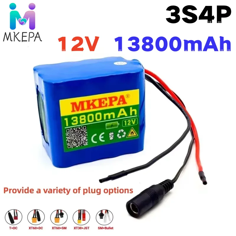 3S4P 12V 13.8Ah 18650 rechargeable lithium battery widely used: instrument lighting, traffic signs, ships, drone speakers, etc