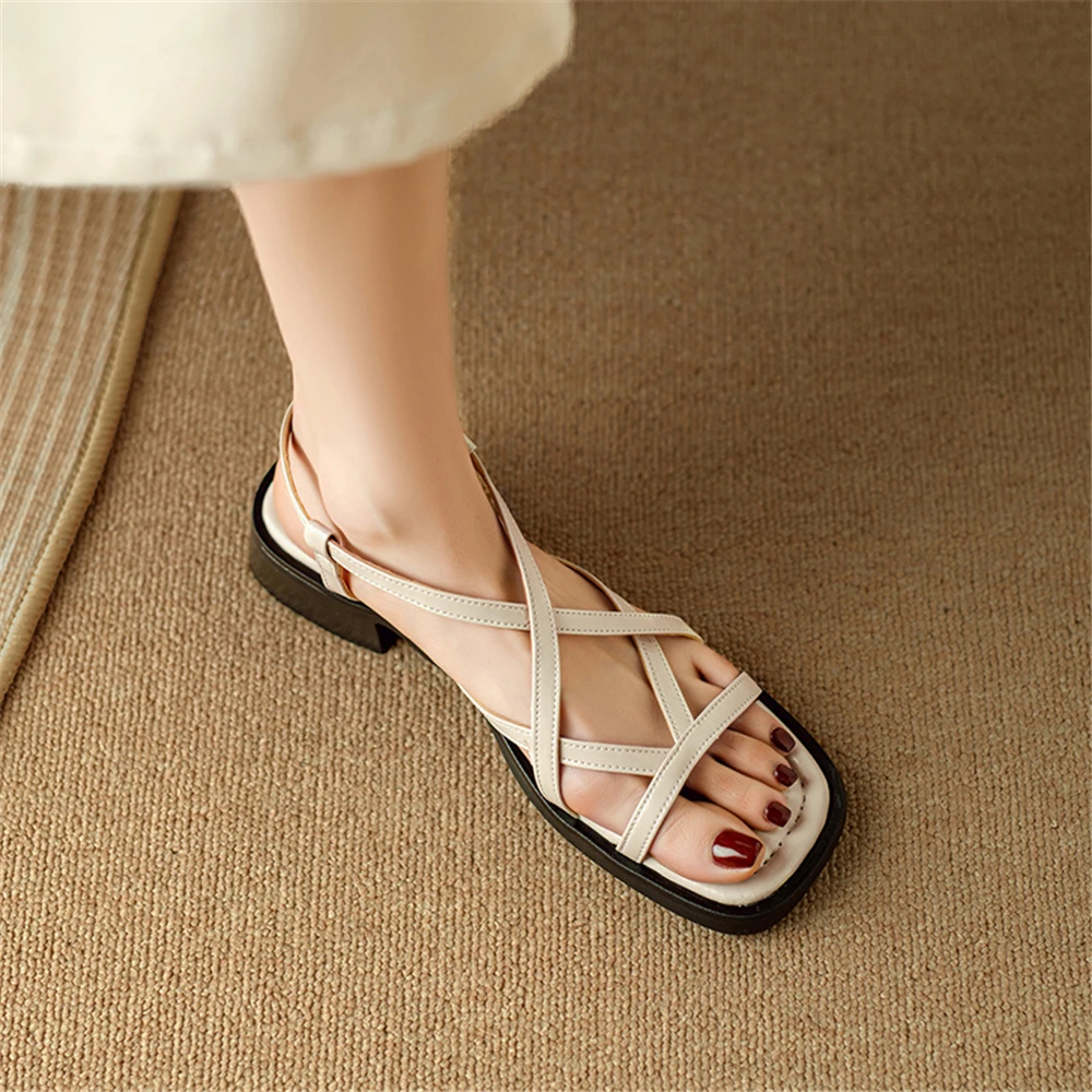 FEDONAS New Arrival Genuine Leather Sandals For Women Low Heels Comfort Casual Shoes Woman Open Toe Fashion Sandals