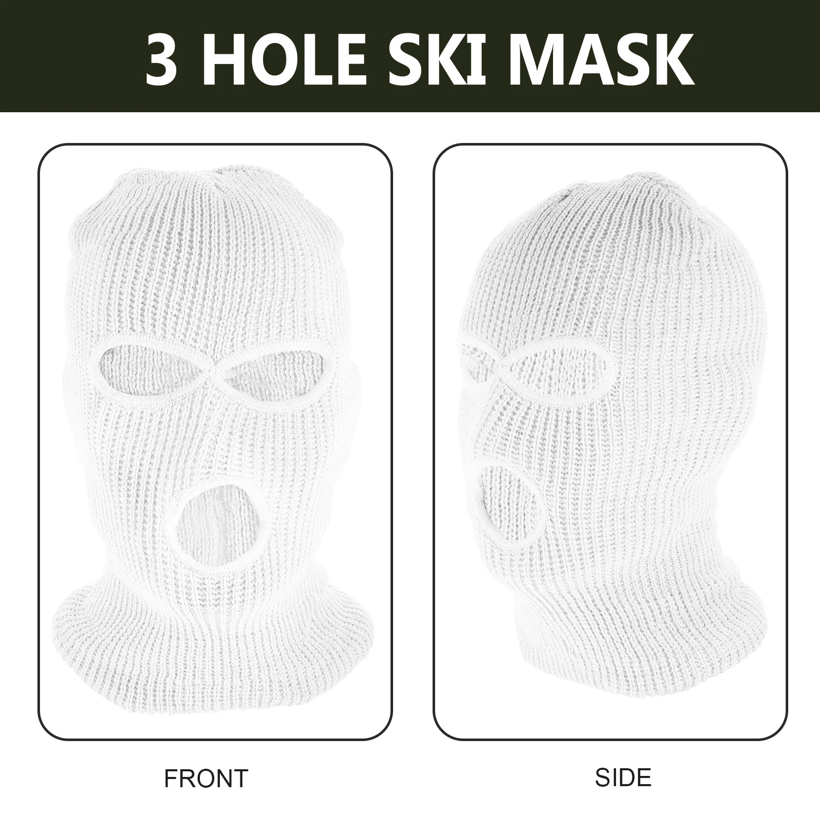 

3 Hole Mask Winter Warm Knit Balaclava Face Warmer for 3-Hole Full Face Cover Outdoor Sports Cycling Hiking Unisex Head Cover