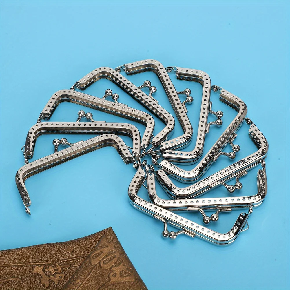 Silver Metal Square Clasp, Press-Type Closure, Vintage Style Handmade DIY Clasp Bag Accessories, Coin Purse Transformation Materials, Semi-Circular Metal Buckle, Suitable for DIY Handbag Making, Secure Fasteners for Handbags and Wallets, Durable Handmade Accessories, DIY Wallet Making