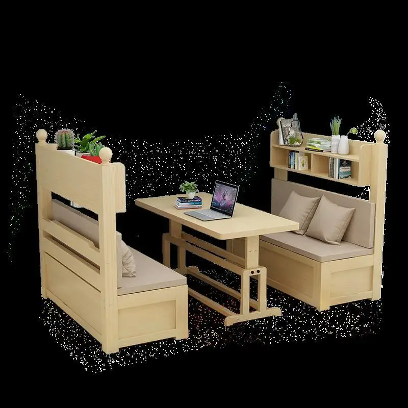 Solid wood sofa bed dual-purpose with lifting desk living room multi-function single bed