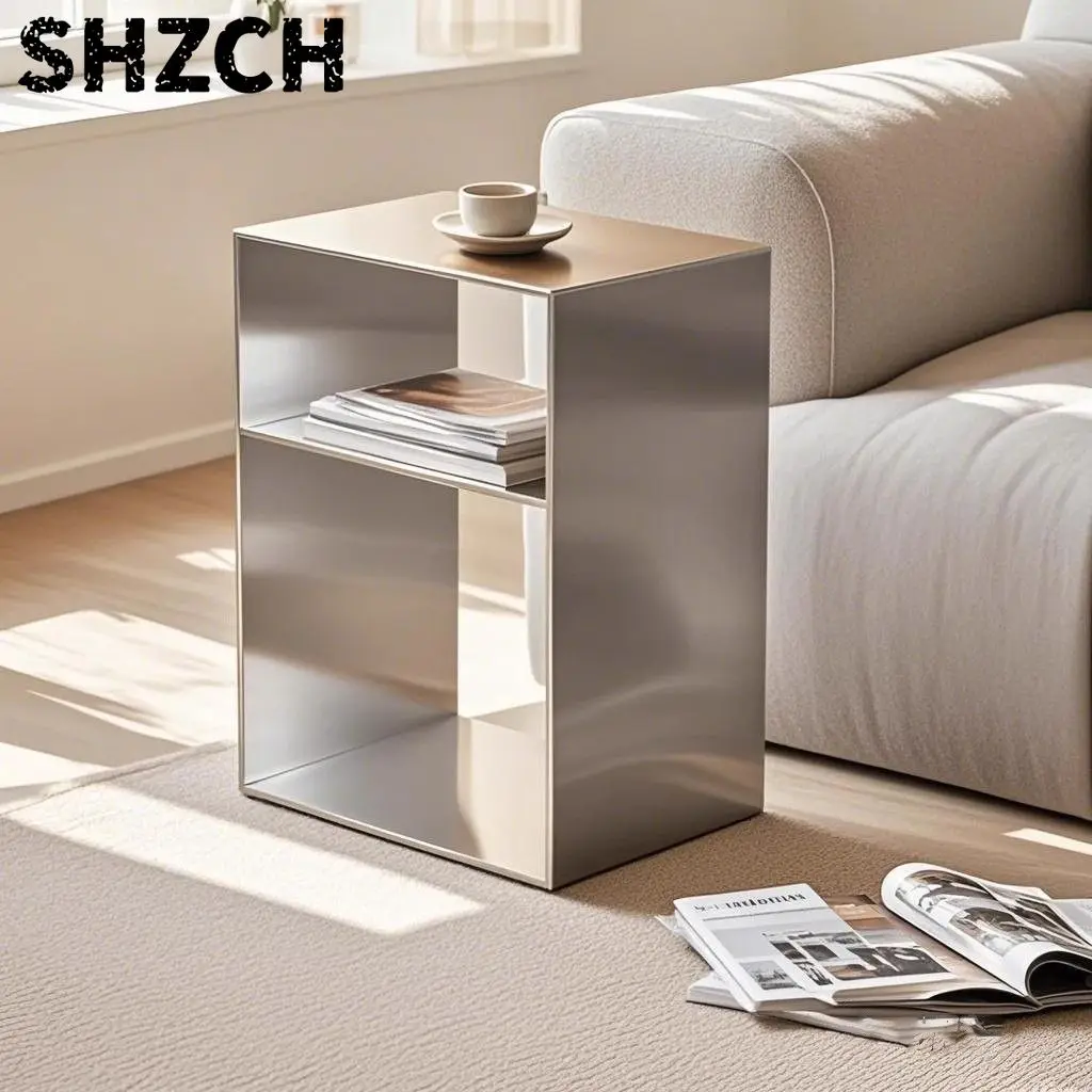 Bedroom Bedside Table Creative Side Cabinet In The Ancient Style of Stainless Steel Shelf Home Landing Multi-storey Storage