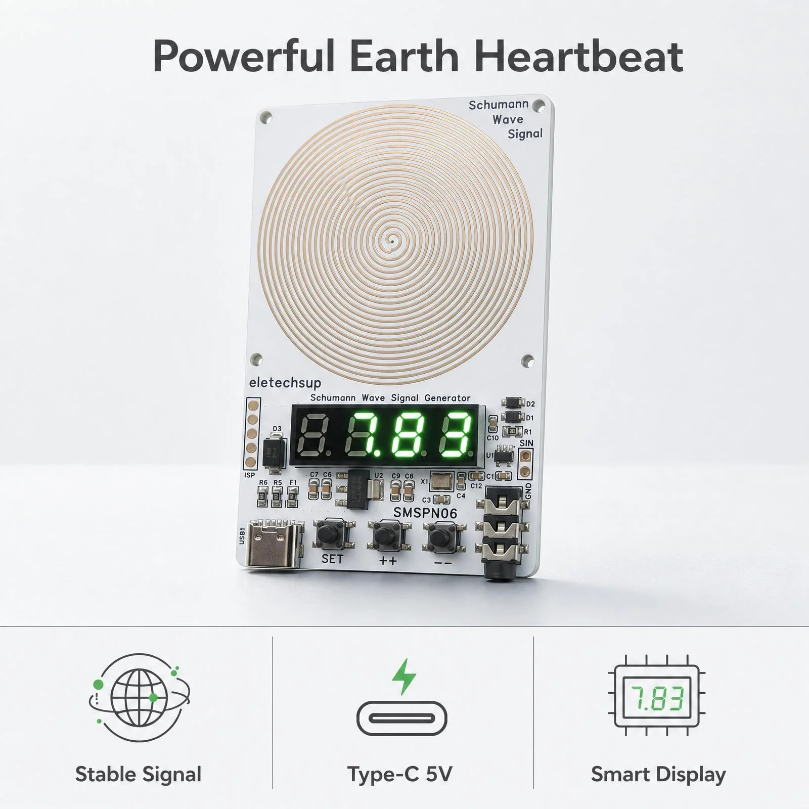 Mini Schumann Resonance Generator 7.83Hz Frequency 0.01Hz to 9999Hz Range Portable Device for Resonance Therapy And Exploration