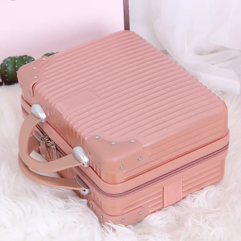 Carrying Suitcase Small Cute Women Makeup 14 Inch 16 Inch 17 Inch Cosmetic Box Mini Storage Boarding Case Travel Rolling Luggage