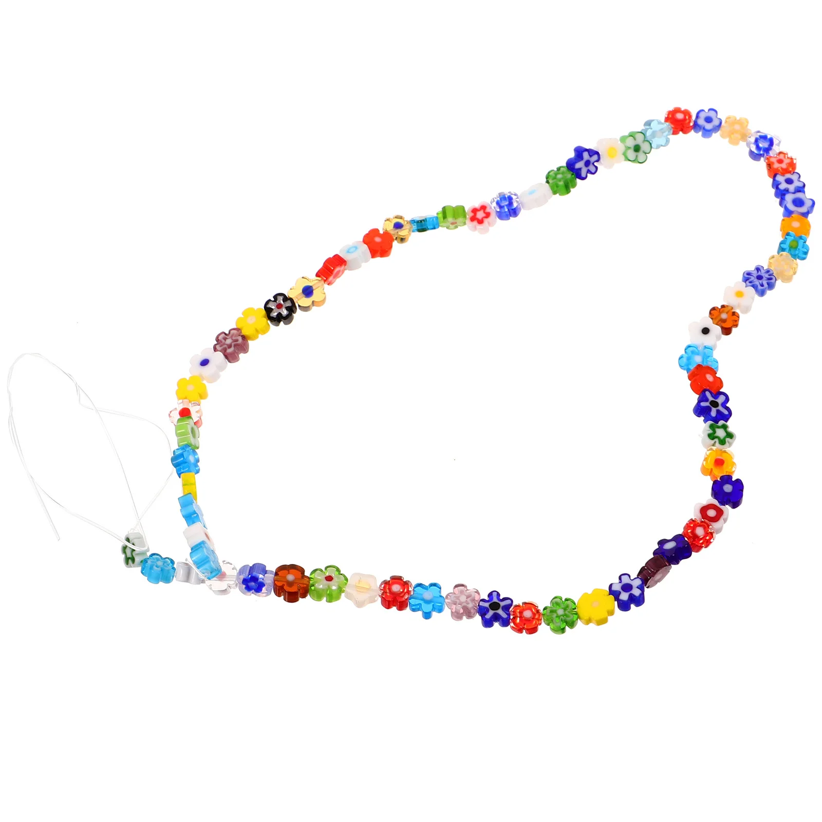 

1 Strip Flower Shaped Beads Glitter Sparkle Large Hole DIY Bracelet Making Colorful Craft Jewelry Decorative Accessories