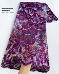 Laser Cut Velvet Embroidery Guipure Lace High Grade African French Fabric With Sequins Newest Occasional Traditional Wear