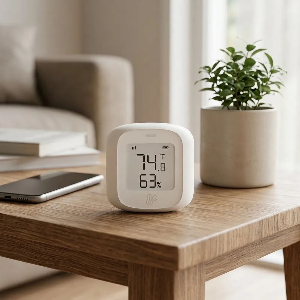 For Smartphone Control Home Environment Monitor Humidity Monitor Device 5.1*5.1*2CM Remote Humidity Monitor With Alerts