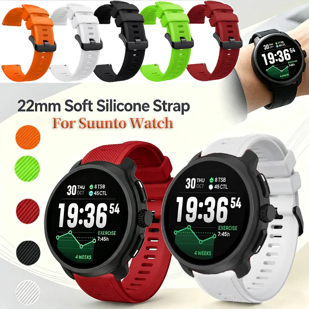 Correa de reloj de silicona de 22 mm, correa de repuesto deportiva de liberación rápida. Para reloj Suunto Vertical 2 Run Race 2 Ocean Vertical 9 Peak 5 Peak 9 Peak Pro Grit X-Pro Vantage M M2. Correa de muñeca ligera para hombres y mujeres. Accesorio para reloj inteligente.