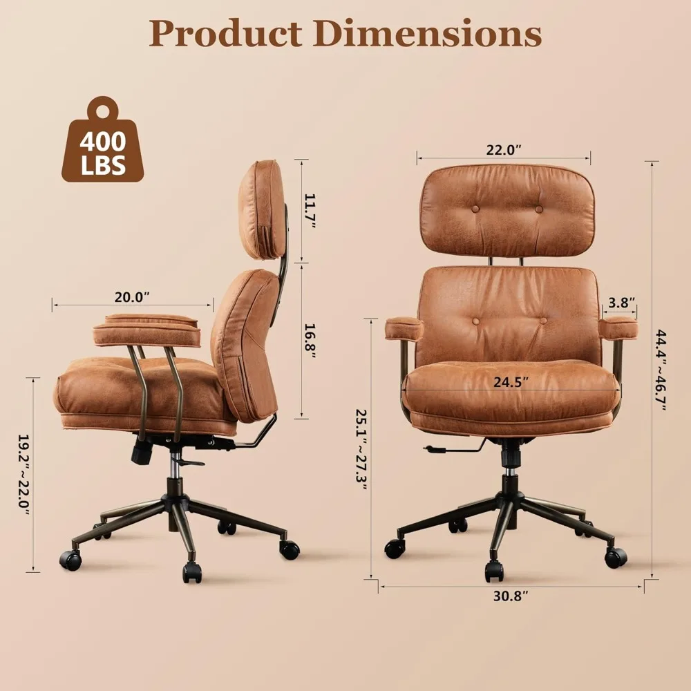 Mid Century Modren Big and Tall Office Chair,Large Ergonomic Executive Chair for Heavy Duty People