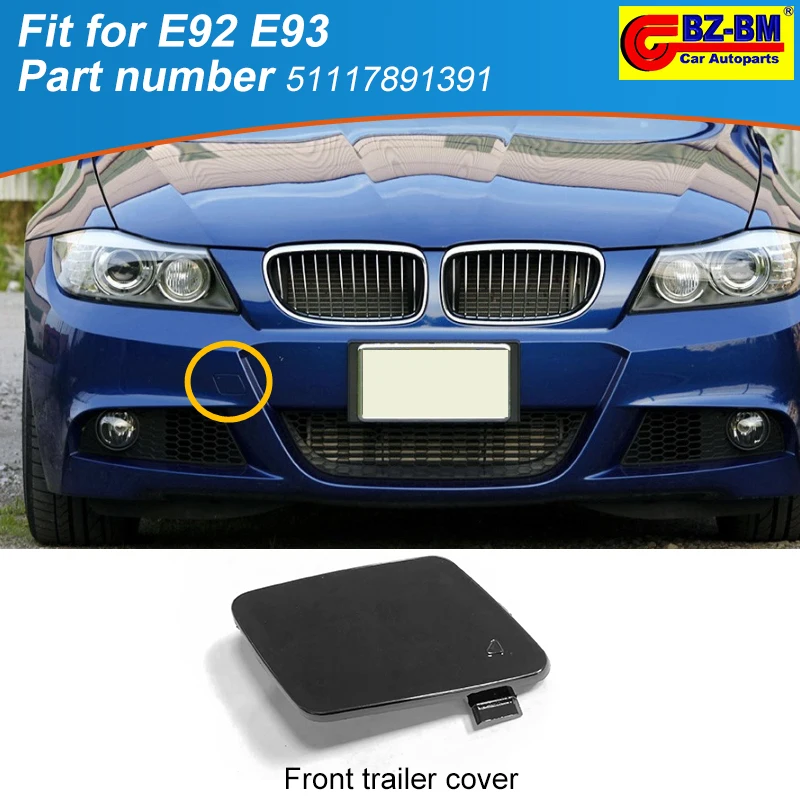 Car Bumper Front Trailer Cover Fit for BMW E92 E93 Part Number 51118043981 51117891391 Towing Hook Cover Plate