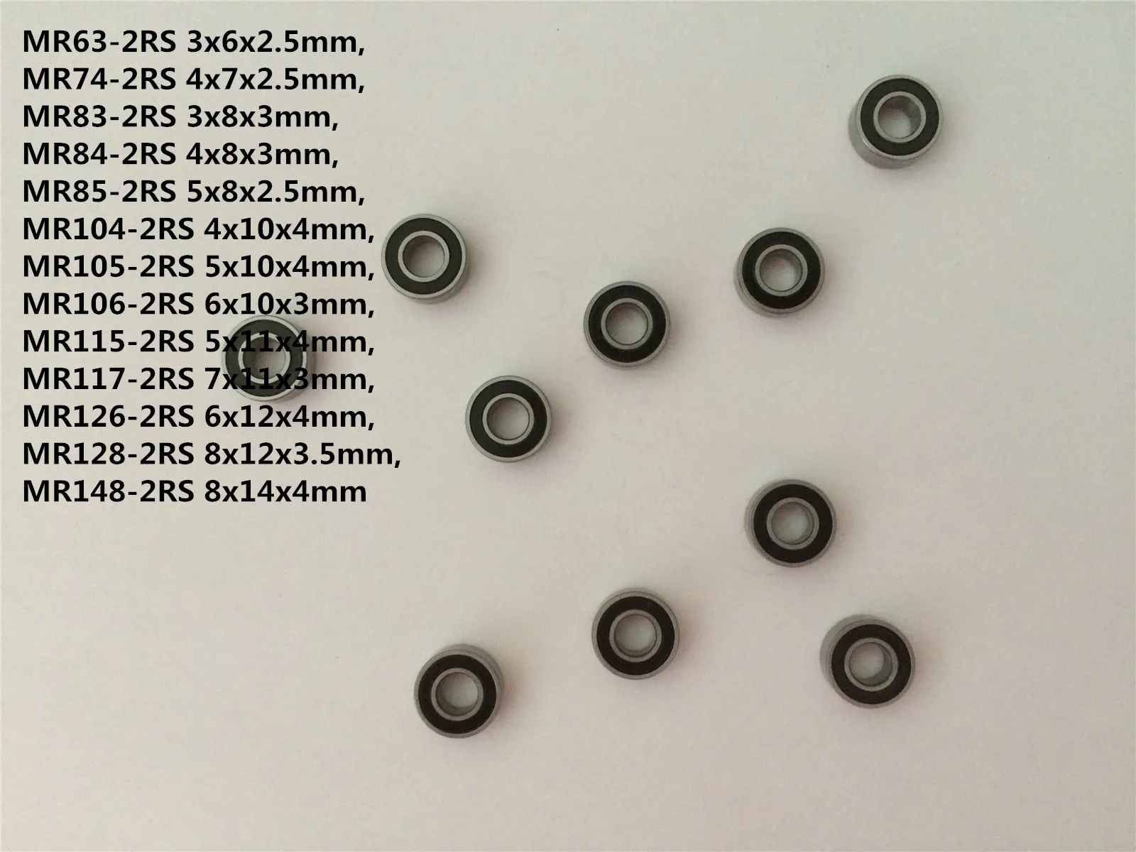 

10pcs MR Series Mini Bearing MR63-2RS MR85-2RS To MR148-2RS Rubber Sealed Miniature Model Bearing Deep Groove Ball Bearing