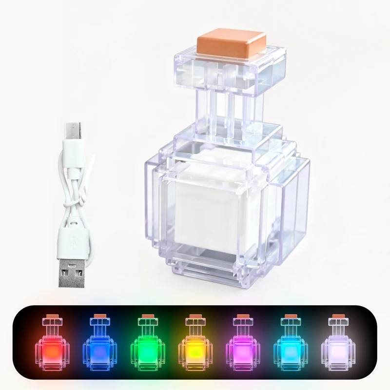 MC Game Night Light Kleurveranderende Vloeistof Medicijnfles Model Pixel Wind Perifere Speelgoed Oplaadbare Led Lamp voor Kamerdecoratie