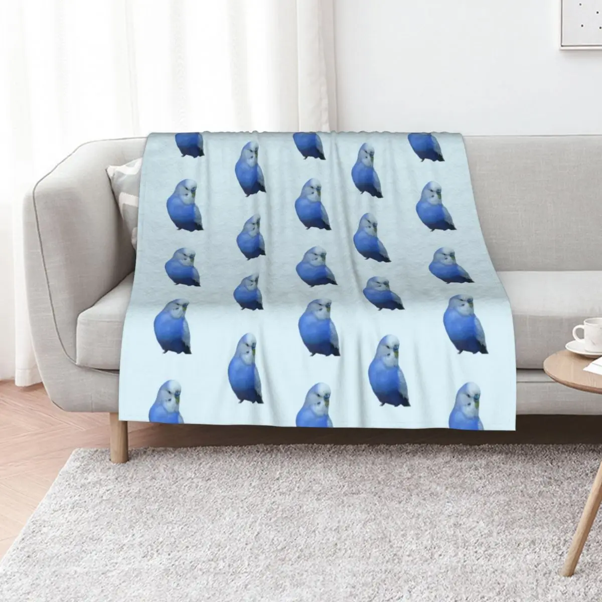Blue Budgie Parakeet Lovers Design Throw Blanket Bed covers Soft Flannel Fabric Sofa Flannels Quilt Blankets