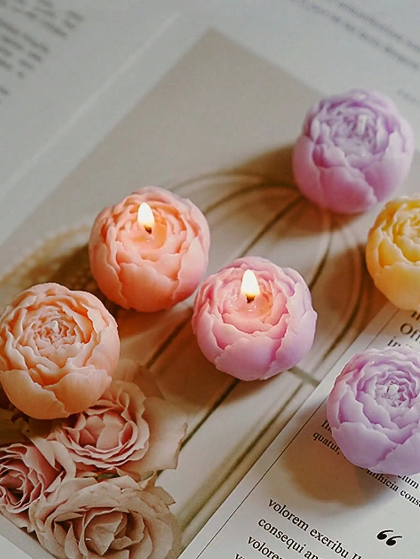 Peony Rose Scented Candle Gift Box – Handmade Flower Shaped Aromatherapy Candles for Wedding Party Home Decor