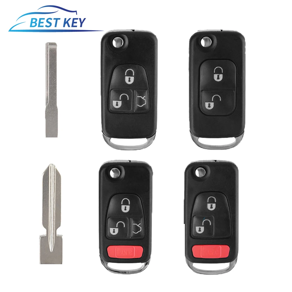 

BESTKEY Flip Folding Remote Key Case Shell Replacement Fob For Benz For Mercedes SLK E113 A C E S W168 W202 W203 W124 B200 A160