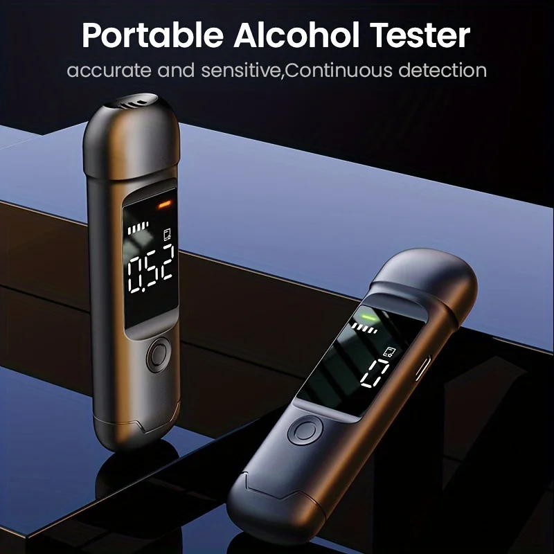 Digital Breathalyzer, Portable Alcohol Tester With LCD Display, Accurate And Sensitive, Continuous Detection Type-C Rechargeable