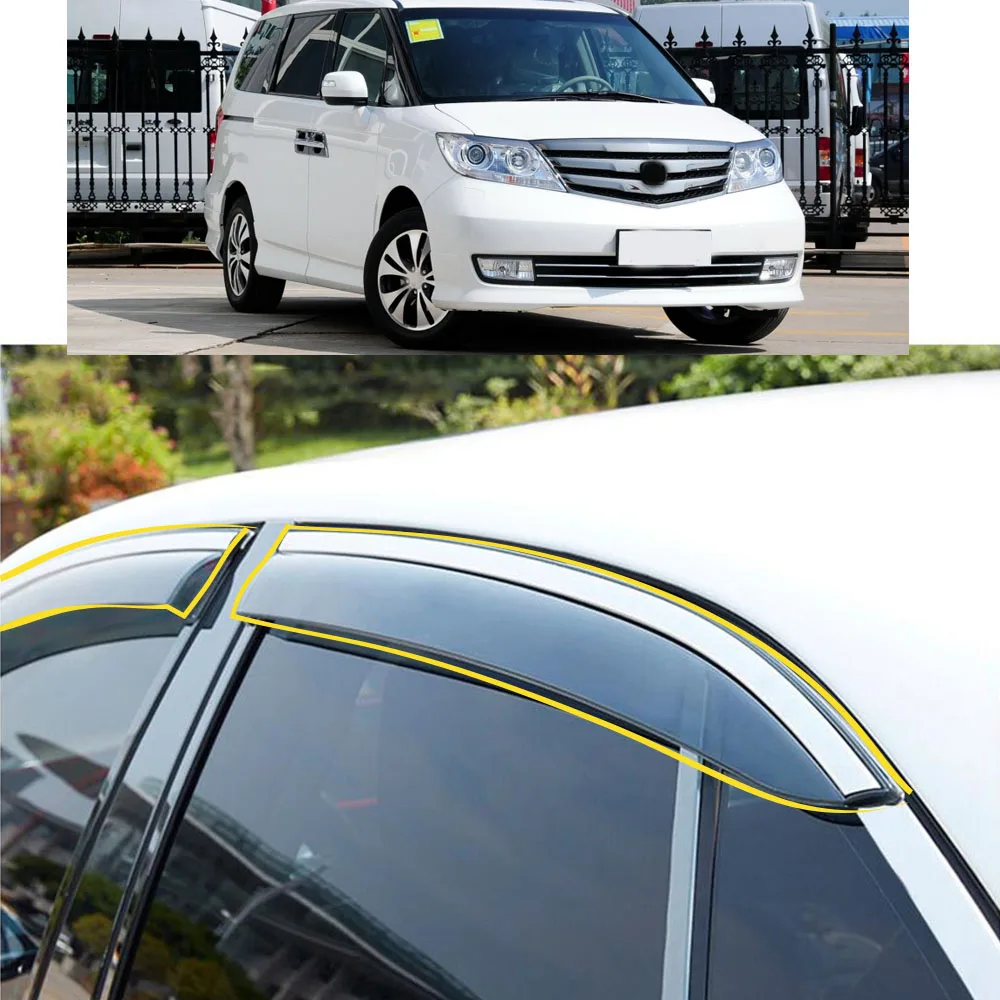 Car Body Styling Sticker Plastic Window Glass Wind Visor Rain/Sun Guard Vent Parts For Honda Elysion 2012 2013 2014 2015