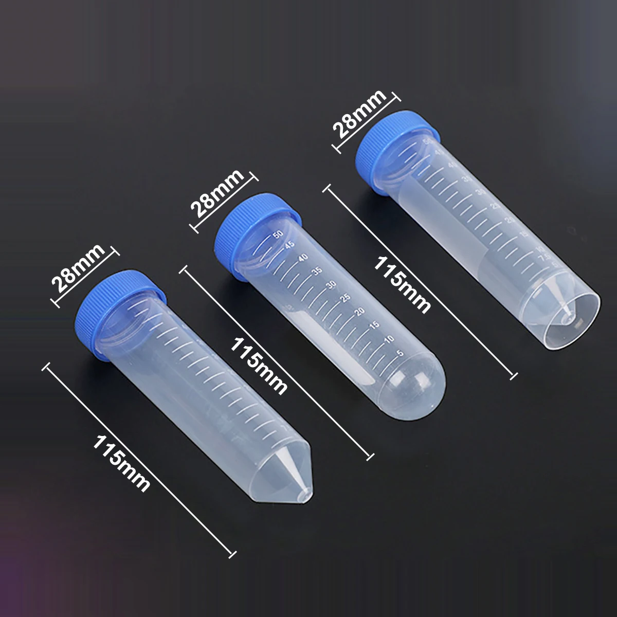 

10Pcs 50ml Centrifuge Tube Screw Cap Flat/Round/Pointed Bottom Centrifugal Tube Laboratory Vial Sample Container Lab Supplies