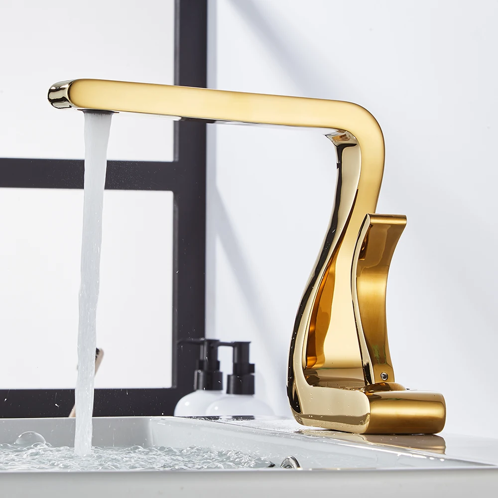 Luxury White Gold Bathroom Mixer Tap Brass Sink Faucet Hot and Cold Water Sink Retro Faucet Single Hole Faucet Bathroom