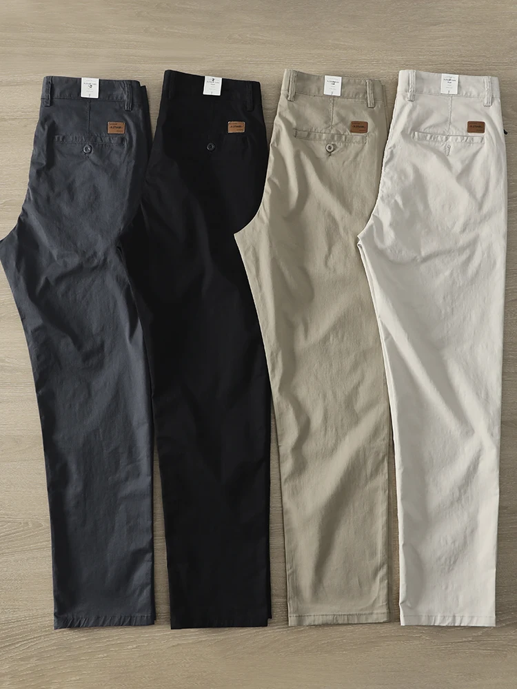 

8541# 2025 Autumn New American Retro Twill Woven Basic Pants Men's Simple 97% Cotton Washed Chino Straight Loose Casual Trousers