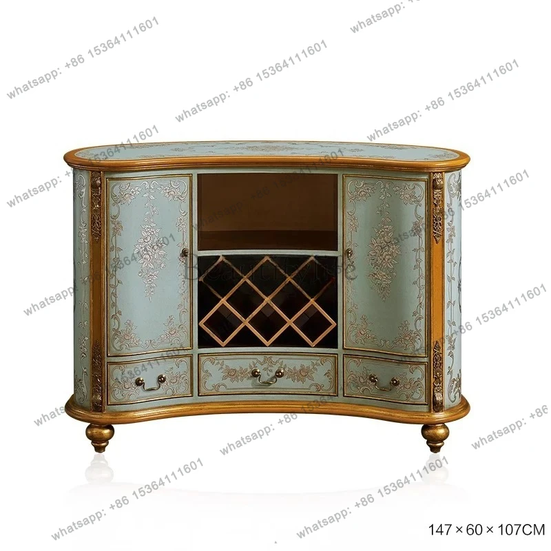 retro palace painted wine cabinet silver foil flower sticker gold foil villa living room art bar cabinet