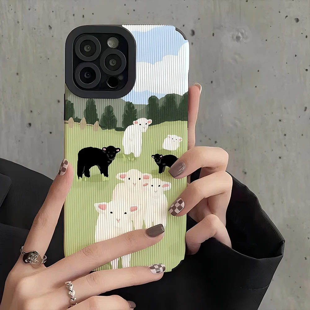 

Cute Cartoon Sheep Luxury Pupil Full Screen Silicone Phone Case for Xiaomi Mi 11 Lite 11T 10T Poco GT NFC M3 8 9 Pro Back Cover