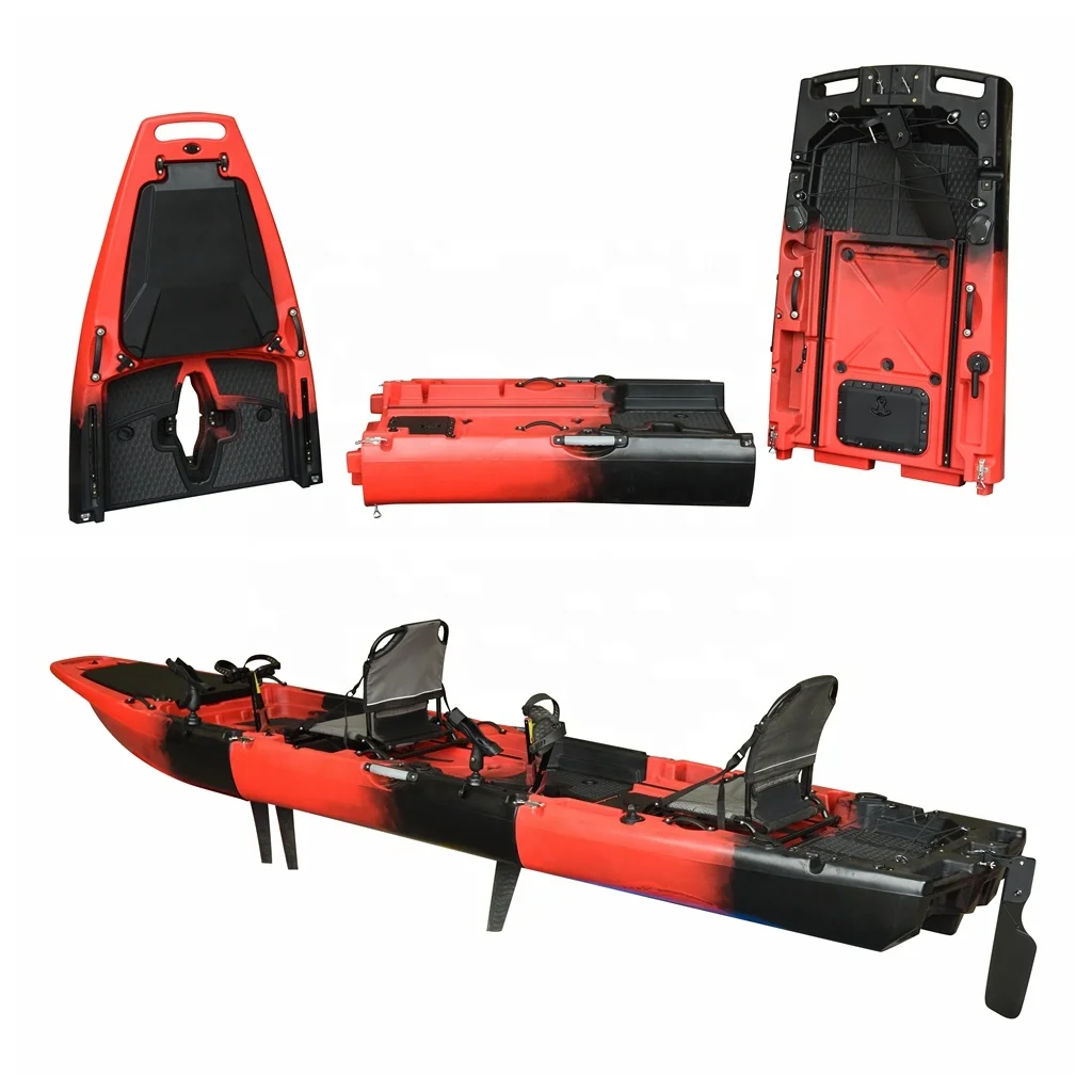 14FT 2-شخص للطي وحدات الترفيه كاياك انفصال دواسة محرك ثلاثة أقسام الصيد كاياك Lldpe البلاستيك للرياضة في الهواء الطلق #1