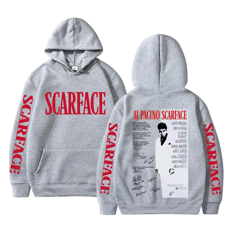 90er Jahre Klassischer Gangster-Film Scarface Merch Hoodie Vintage Tony Montana Al Pacino Sweatshirt Herren Damen Lässiger Oversized Trainingsanzug – Detail 7