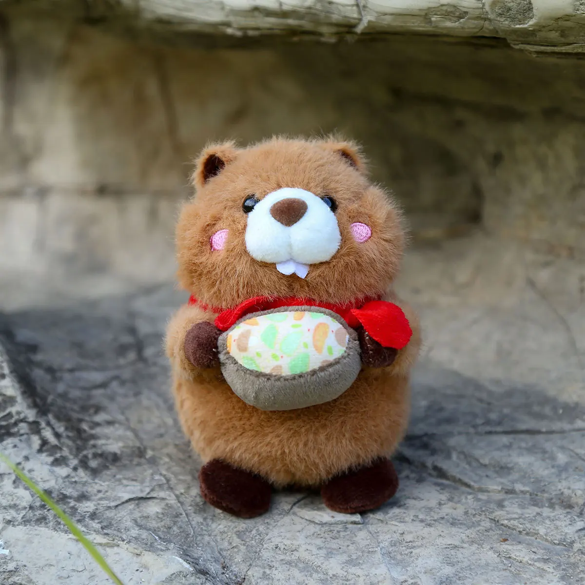 Porte-clés en peluche marmotte de 12cm, mignon, pendentif, cadeau pour enfants, décoration de sac à dos, Simulation de marmotte, jouet en peluche
